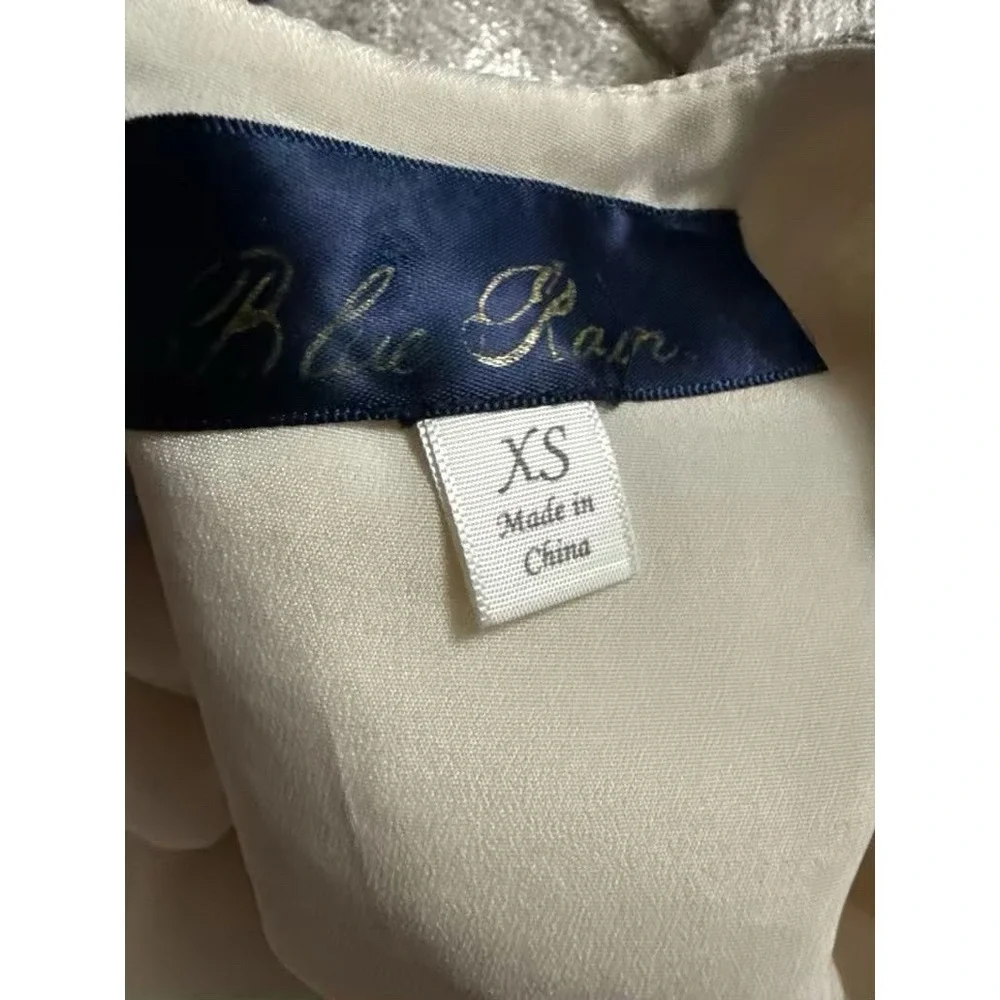 Blue‎ Rain Ivory Gold Metallic Jacquard Side Cutout Fit Flare Dress XS